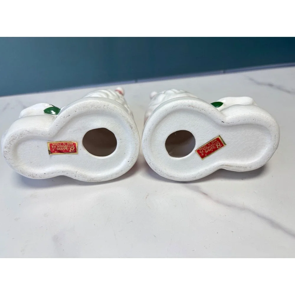 Vintage Brinns Santa Claus Candle Holders Set of 2 Ceramic Christmas Japan Decor